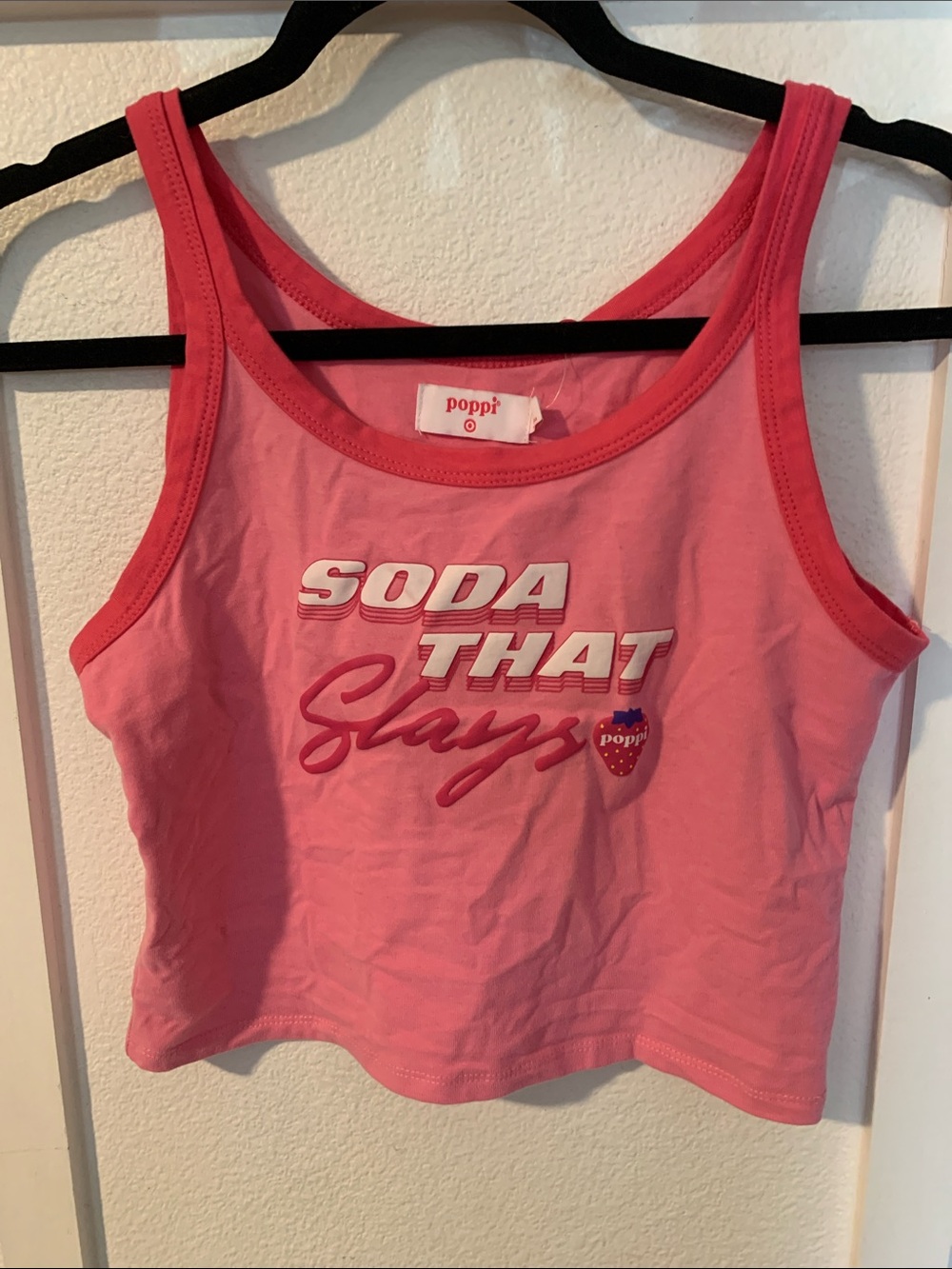 poppi Pink Graphic 'Soda That Slays' Crop Tank
